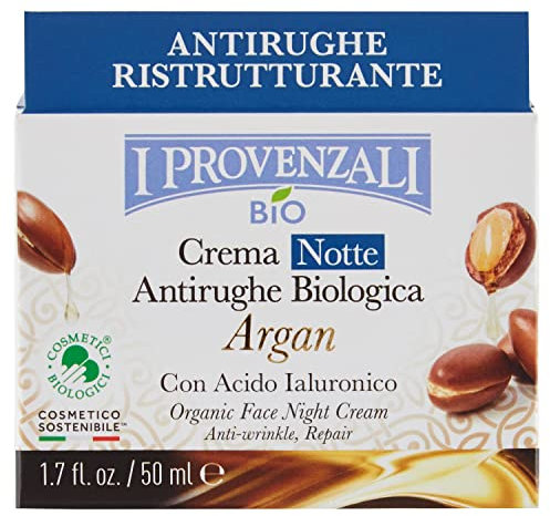 I Provenzali | Crema Notte Antirughe Argan Bio, Ristrutturante, 50 ml