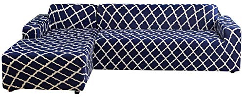 jianyana L-Form-Stretch Sofabezüge Polyester Spandex Stoff Slipcover 2ST Polyester-Gewebe Stretch Slipcovers + 2pcs Kissenbezüge für modernes Schnittsofa