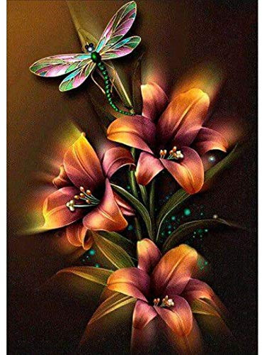 Diamant Malerset für Erwachsene Kinder, 5D DIY Blume Diamant Kunst Zubehör mit runden Bohrpunkten für Zuhause Wanddekoration 30 * 40 rose