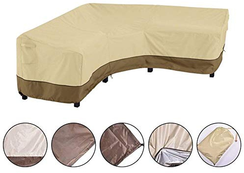 LZQpearl L-Form Abdeckung Gartenmöbel, L-förmige Sofastaubhülle Outdoor Dining Set Möbelbezüge Mit Aufbewahrungstasche Beige & Kaffee, Allwetterschutz (Left,210D Oxford Fabric)