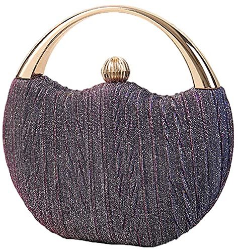 Anopo Evening Clutch Purse for Women Round Sparkly Crossbody Handbag | Hard Shell, Buckle Lock, Chain Strap, for Wedding Party Prom Formal Occasions,Can't Fit in Phone