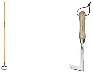 Kent & Stowe Langstiel Pendelhacke – Gartenhacke aus Edelstahl & Fugenkratzer – Unkrautkratzer aus Edelstahl zum Entfernen von Moos und Unkraut, Fugenmesser mit Stiel aus Eschenholz, Länge: 28,5 cm