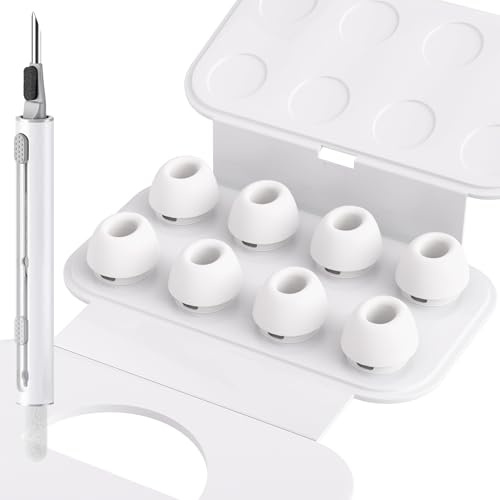 Seltureone 4 Paar Silikontips für Airpods Pro/Airpods Pro 2 Aufsätze | Ohreinsätze Tips mit Reinigungsset & Tragbarem Aufbewahrungskasten, Anti Rutsch Soft Silikon Ersatz-ohreinsätze (XS)