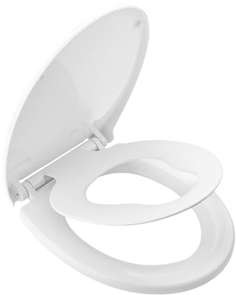Ibergrif M41002-2 O Shape Family Toilet Seat with Child Seat Built-in, Soft Close Toilet Seat, Removable Potty Training Toilet Seat for Toddler with Release Quick Clean & Top Fix