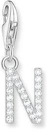 THOMAS SABO Charm-Anhänger Buchstabe N mit weißen Steinen Silber 925 Sterlingsilber