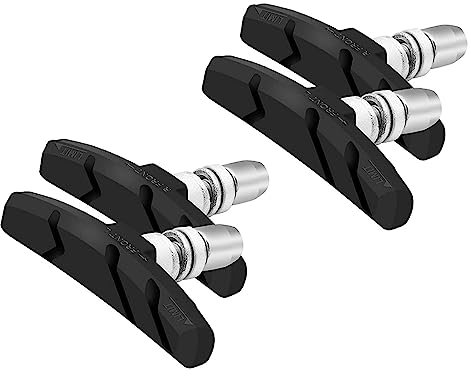 2 Paar Rennrad Bremsbeläge Set für V-Bremsen - 4 Stück Bremsschuhe, passend für Vorder & Hinterrad - Premium Bremsgummi für maximale Bremskraft & Langlebigkeit