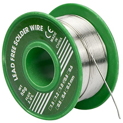 50g x 0,8mm Bleifreier Lötdraht mit Kolophoniumkern, Elektronik Lötzinn für DIY Reparaturen und Elektroschweißen, Sn99,3% Cu0,7% - Lötzinn mit Flussmittel