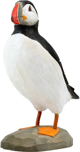 WILDLIFEGARDEN WG4476 DecoBird Papageitaucher - Handgeschnitzter Dekorative Vogel aus Holz - Große Europäische Vögel