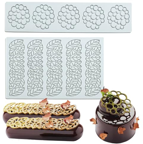 2 Pcs Cake Fondant Mold Fondant Moulds for Chocolate Cake Silicone Fondant Pattern Mould for Sugar Paste, Chocolate, Butter, Soap