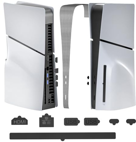 HEATFUN Staubschutz für PS5 Slim Konsole mit Silikonsteckern, verhindert Staub und Tierhaare, kompatibel mit PlayStation 5 Slim Disc/Digital Edition, unverzichtbares Zubehör