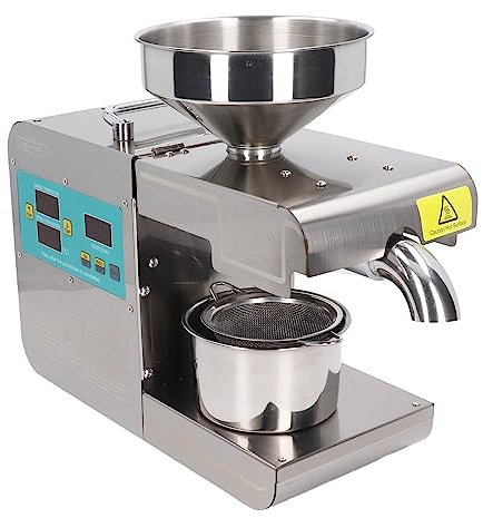 Ölpresse aus Edelstahl für Nusssamen, Automatischer Extraktor mit Hoher Ölausbeute, Ölmaschine für die Küche zu Hause (EU-Stecker 220 V)