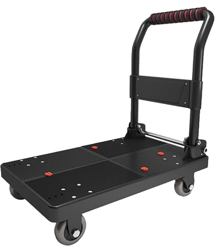 MINGYIHUI Plattformwagen Schwerlast-plattformwagen – Einhändig Klappbarer Plattformwagen Mit Leisen Rädern – Klappwagen Sackkarren(Size:90 * 60,Color:schwarz)