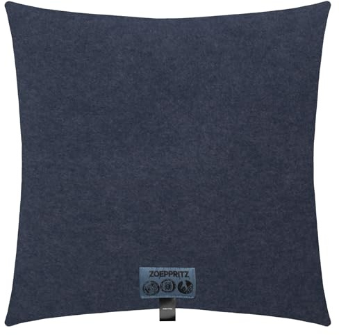 Zoeppritz Soft-Fleece-Kissenbezug mit unverwechselbarem Cashmere Handfeel, Farbe: 540 Indigo, pflegeleicht, Allergiker geeignet, Maße: 50 x 50 cm, 702291-540-50x50
