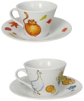 Brandani 51225 TAZZA THE 4 STAGIONI AUT-INV SET 2 PZ DECORI ASSORTITI PORCELLANA