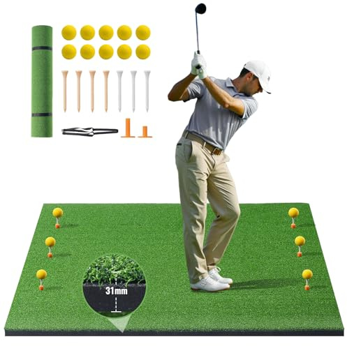 VEVOR Tappetino da Golf, Tappetini Allenamento per Prato da Golf 152x122cm Tappeto Allenamento da Golf Ispessito, Tappetino da Pratica da Golf in Cortile, Kit per Allenamento per Esterno Interno