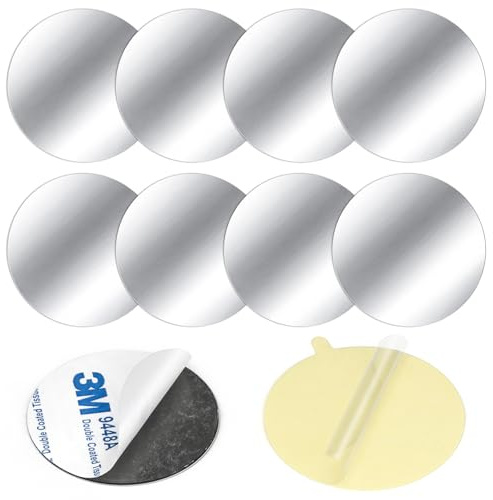 Wukong 8 Stück Metallplatte Metallplättchen 40mm Selbstklebend Silber, für Kfz Magnete Handyhalterung, Handy Metall Platte Selbstklebende Set Kompatibel mit Magnete Handy Halterung für Zubehör Handy