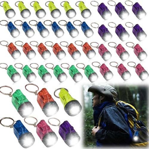 GAOUTO 42 llaveros para linterna, 4 cm LED para niños, ideal como obsequio y regalo, mini linterna para niños, regalo para invitados, camping, exterior, senderismo