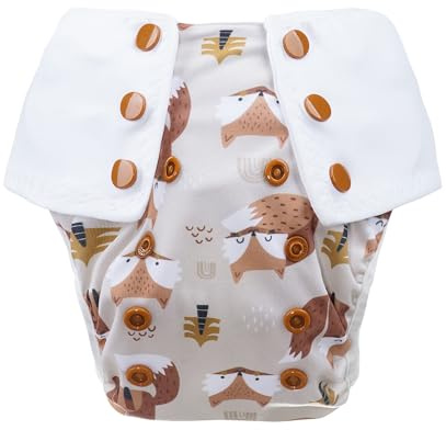 Lumina Pull-me-Up All in One Windel mit Pocketfunktion (5-17kg) | Wiederverwendbare, waschbare Komplett-Stoffwindel mit hohem Saugvolumen, GOTS zertifizierte Baumwolle, Fox in the Woods