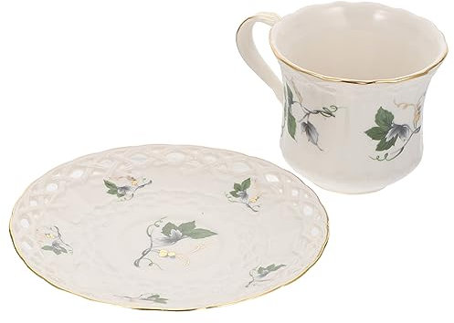 Garneck Set Di Tazze Da Tè Vintage Set Di Tazze Da Caffè Piattini Tazze E Piattini in Ceramica Stile Retrò Per Casa E Ufficio