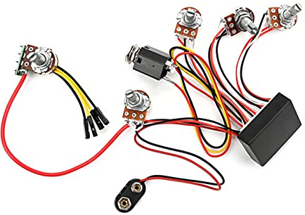 YHAILI Vorverdrahtete 3-Band-Aktiv-Bass-Schaltung, aktiver passiver Equalizer, E-Bass, Vorverstärker-Schaltung und Klangsteuerung