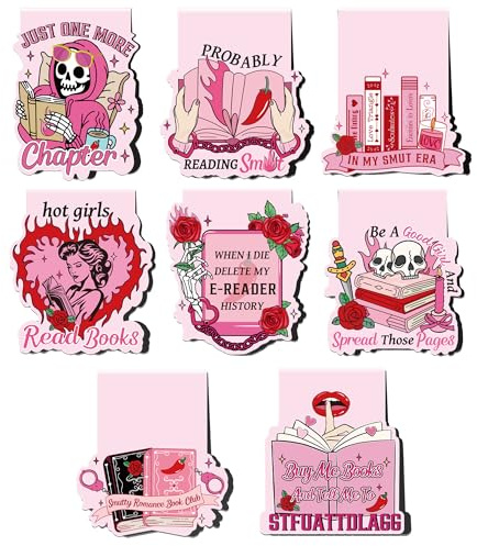 Lustige, würzige magnetische Lesezeichen: 8 Stück Smutty Romance | Einzigartige Lesezeichen zum Lesen, Buchgeschenke für Frauen, Erwachsene, Buchliebhaber, Rosa