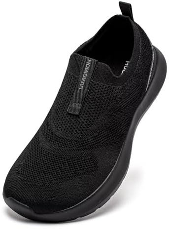 HOBIBEAR Scarpe da passeggio da uomo e donna, con punta larga, scarpe da ginnastica slip-on, Colore: nero., 39 EU Larga