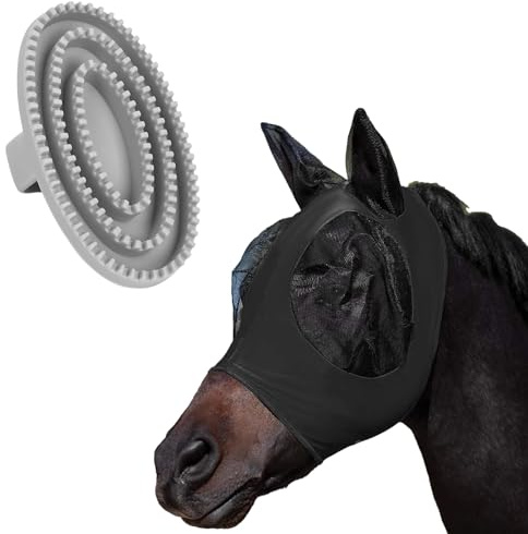 2er Set Pferde Fliegenmaske,Atmungsaktive Moskito Maske,Fliegenschutz Pferd Cob mit Ohrenschutz,Horse Fly Mask,Fliegenhaube Pferde