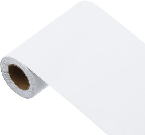 sourcing map Papier peint blanc pur, 500,4 x 9,9 cm, papier peint autocollant en vinyle de couleur unie, décoration murale pour revêtement mural