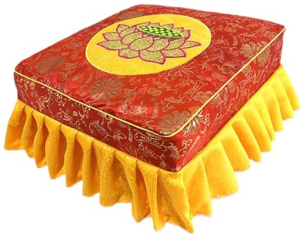 PawwJoy Taburete de meditación de rodillas con funda lavable, 47 x 47 x 25 cm, asiento plano, cómodo asiento de suelo para adultos, juego rojo