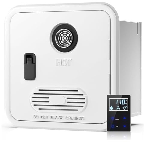 Scaldabagno Istantaneo Senza Serbatoio per Camper, Scaldabagno Istantaneo a Gas Propano per Camper Su Richiesta Con Telecomando, Porta Da 15 X 15 Pollici, Cc 12 V, Per Camper NoShowerHead-White