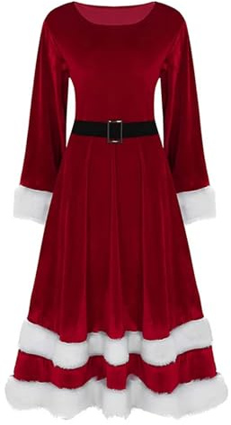 XIEHYA Mere julkostym dam fin julkostym sammet jultomte och röd klänning fru Claus (XL)
