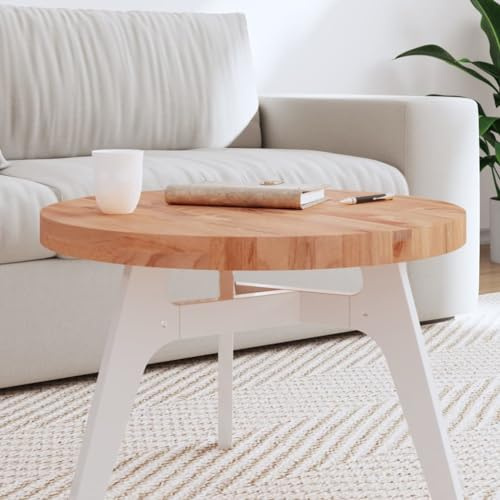 HETFTJN Holztischplatte 60 cm rund Massivholz Buche Lackiert Modernes Design Robust & Langlebig Couchtischplatte DIY Schreibtischplatte for Wohnzimmer Büro Balkon Terrasse