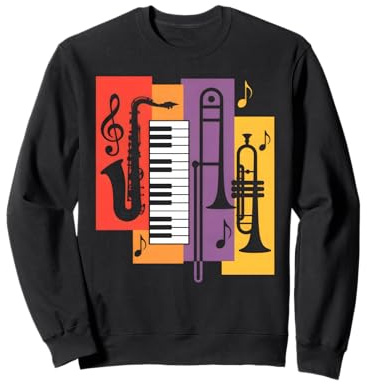 Jazz Instruments Saxophon Klavier Trompete Posaune Sweatshirt