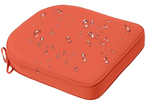 Generisch Stuhlkissen Outdoor Wasserfest -Terrassenstuhlkissen für Gartenmöbel -Sitzkissen mit Bändern -Abnehmbar Stuhlpolster- Halbrund Stuhlauflage(Orange,50x48x8cm)