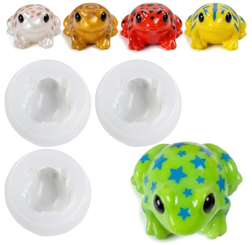 Lot de 3 moules en silicone en forme de grenouille - Moules miniatures en résine époxy sur le thème des animaux 3D - Pour bricolage, maison de poupée, jardin féérique, décoration de paysage