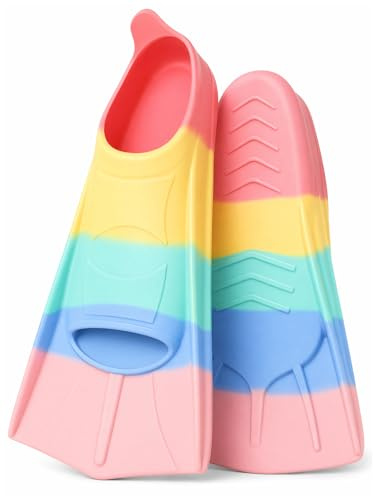 Swimming Fins Children, Fins Children, 100% Silicone Short Snorkel Fins, Training Fins for Adults, Child, Swimming, Open Water, Snorkelling, Diving for Beginners