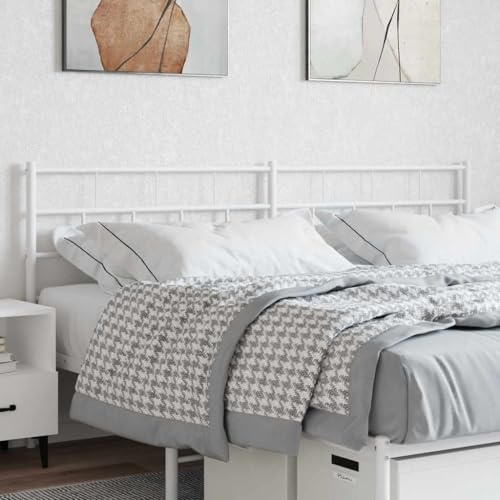 YunCangg Ersatz-Kopfteil Metall Weiß 200 cm, pulverbeschichteter Stahl, stabile Beine, freistehend und wandmontagefähig für Schlafzimmer Doppelbett und Gästebett, komfortable Rückenlehne zum Anlehnen