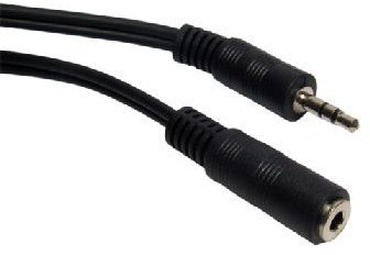 FPUK 3.5mm Jack Headphone/Mic Extension Cable Lead, Black - 3m