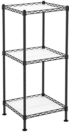 SONGMICS Scaffale da Bagno, Scaffale Portaoggetti in Metallo Robusto, Max Portata 60 kg, con 3 Pannelli in PP, 30 x 30 x 73 cm, Espandibile, per Spazio Stretto, Nero LGR103B01