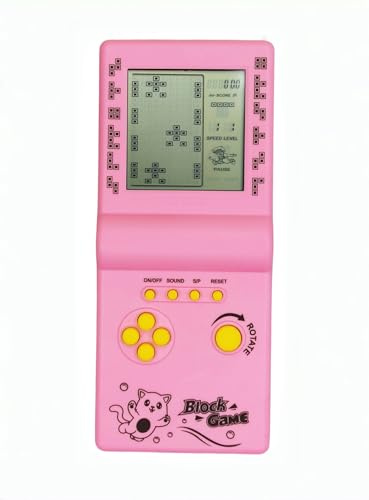 CZT Großbild-Ziegel Spielkonsole klassisches Puzzle eingebaut 26 Spiele Geschwindigkeit/Schwierigkeitsgrad einstellbar mit 2 AA-Batterien (Nicht im Lieferumfang enthalten) (Rot)