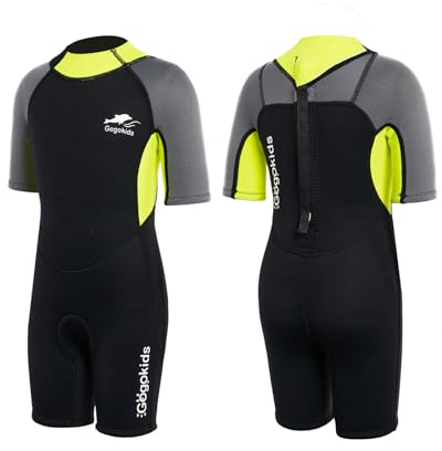 Gogokids våtdräkt barn neopren Shorty barn våtdräkt kort 2,5 mm – våtdräkter för baby kostym småbarn flickor pojkar, barn dykdräkter baddräkt wetsuit, simning dykning snorkling
