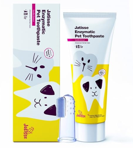 JATISSE Enzymatic Pet Toothpaste | Dog Tooth Brushing Kit | Cat & Dog Dental Care | Controls Plaque, Tartar, & Bad Breath 3.38 fl.oz