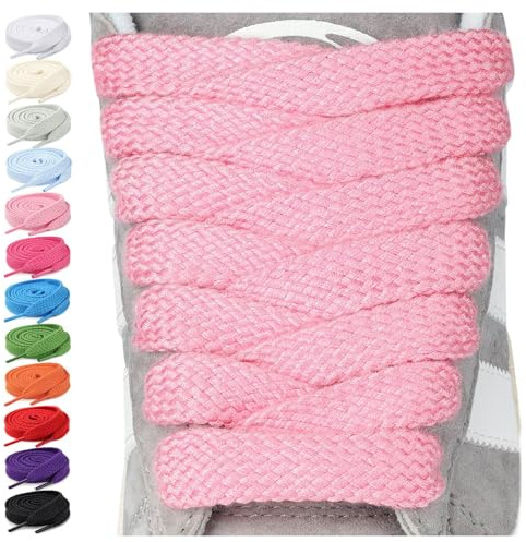 Stepace 2 Paar 15mm Breite Flach Schnürsenkel, Dicke Reißfeste Schuhbänder | 2 Paar, Chunky Dicke Robuste Ersatzsenkel, Ersatz Shoelaces für Turnschuhe, Laufschuhe, Sportschuhe, Freizeitschuhe, Sneaker
