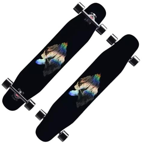 Longboards für Mädchen Jungen, Skateboard Anfänger Longboard für Erwachsene und Teenager, Longboard Komplettes Skateboard Tanzbrett 4 Rad Roller Skateboard Cruiser (Color : E)