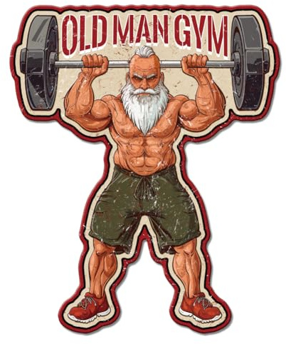 GLOBLELAND Old Man Gym Vintage Metallblechschild Retro Man Plakette Poster Metallwand Dekorative Blechschilder Für Das Heim Fitnessstudio