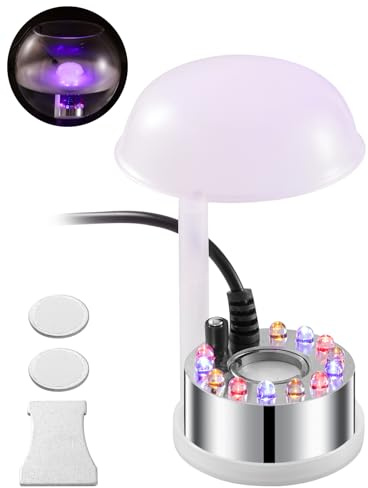 WINTS Mist Maker,12 LED Mister Fogger Water Fountain Pond Fog Machine Atomizer Air Humidifier, Fountain Mister Fogger with Splashing Guard Perfect for Fountain Pond Halloween (Sliver)