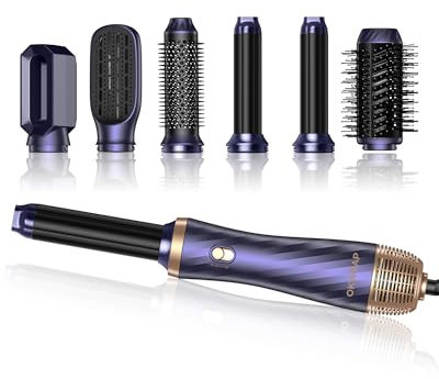 Hair Styler Airstyler set 6 In 1 Mit Rundbürstenföhn Haarstyler Warmluftbürste Thermal Brush Airflow Lockenstab Automatisch, Curly All In One Air Styler Für Glätten, Trocknen, Volumen, Locken