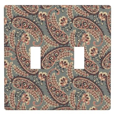 Placca di copertura per interruttore della luce a levetta, 2 piastre da parete di dimensioni standard 11,4 x 11,4 cm, motivo cachemire n. 90127 Piastra di copertura per interruttore a doppia luce