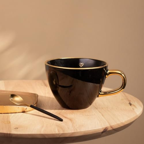 HOMLA SINKO Gobelet 0,35 l, en porcelaine avec décor doré, design élégant, durable