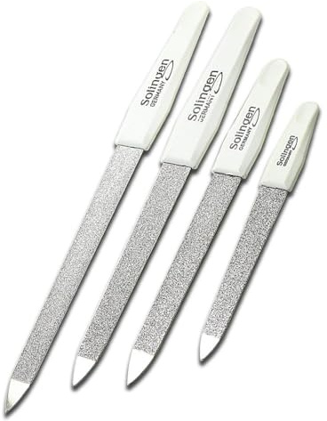 SMI 4 Stück Solingen Saphirnagelfeile Set Saphir Nagelfeilen Doppelseitige Maniküre Pediküre Nagelfeile Fein/Grob - Made in Germany